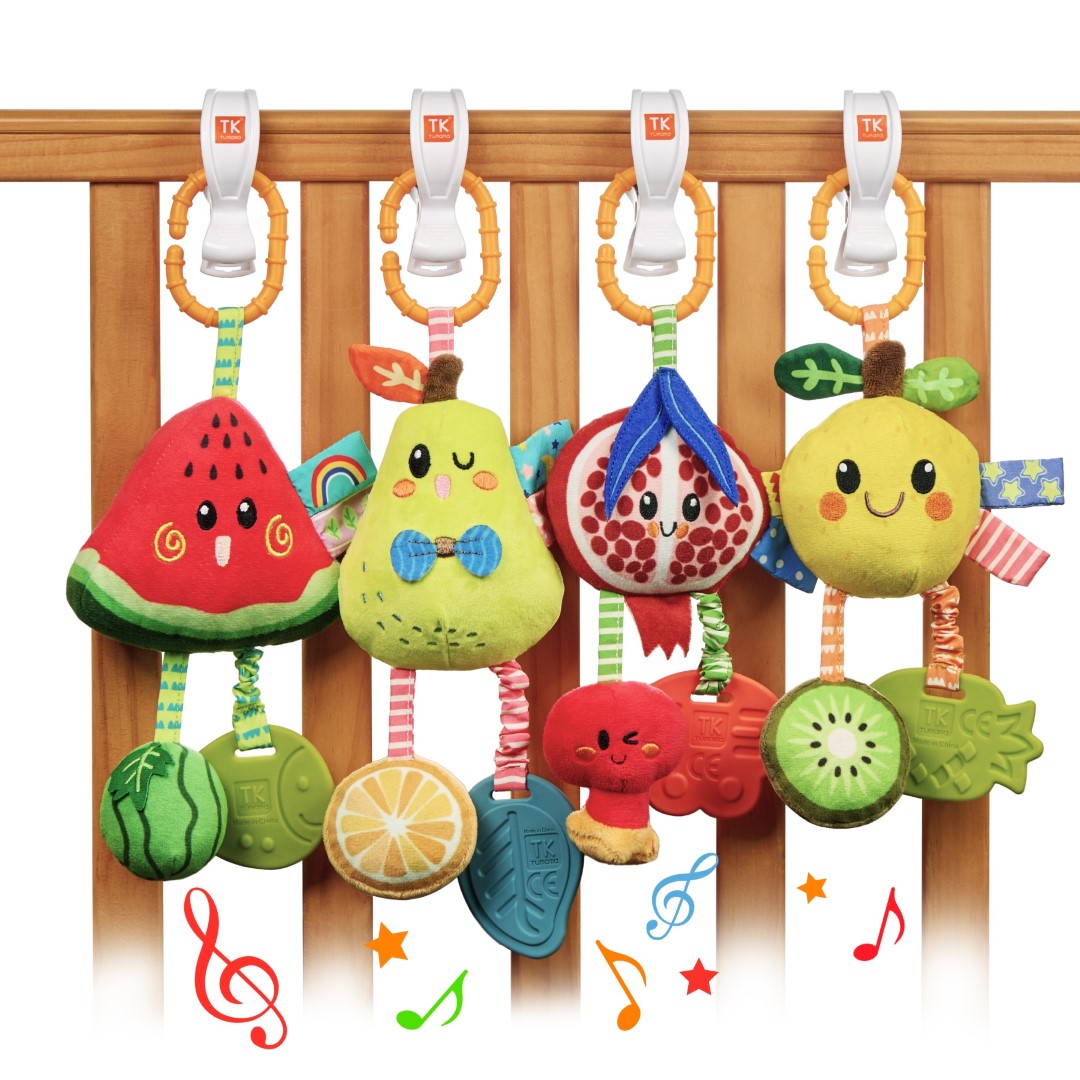Fruit Hanging Rattles Set with Shark clip