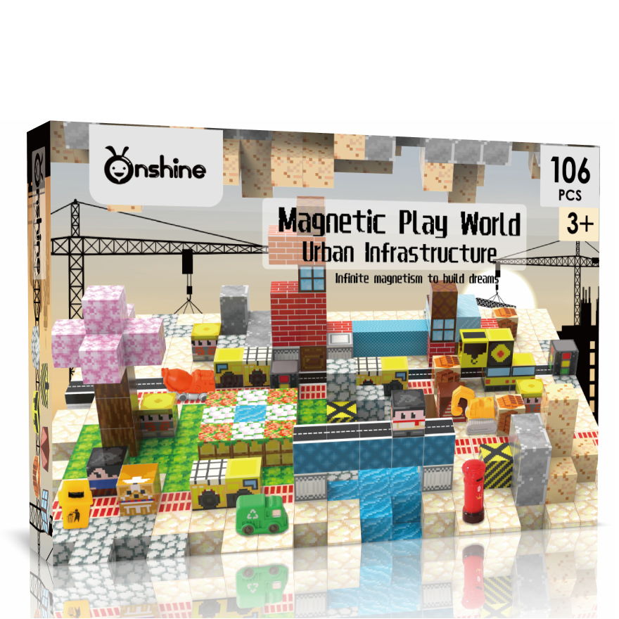Magnetic Building Blocks Minecraft (106 pcs) - Urban Infrastructure