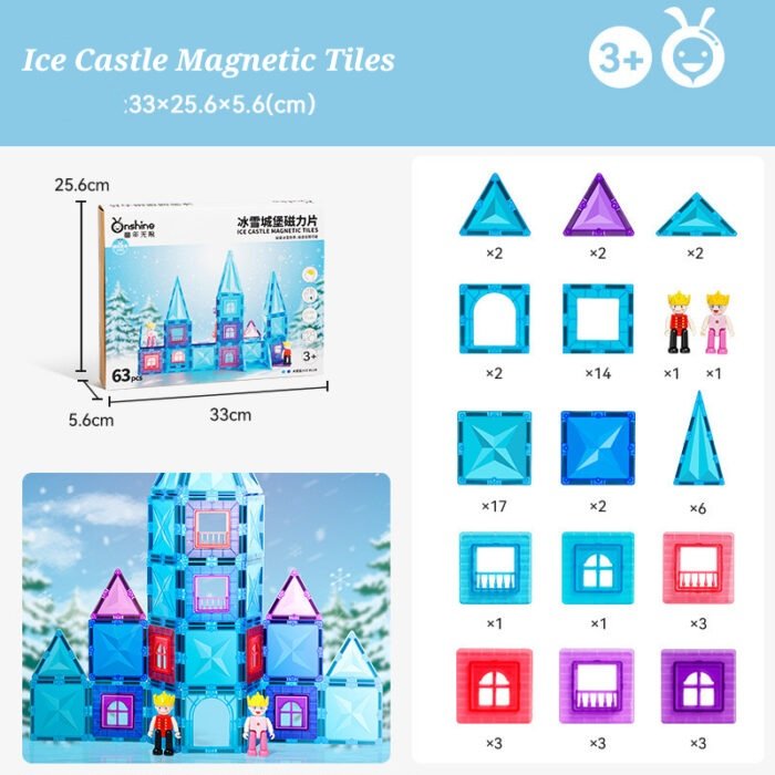 Ice Castle Magnetic Tiles (63 Pcs)