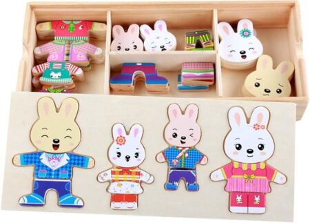 Educational Wooden Dress-up/ facial Expressions Puzzle
