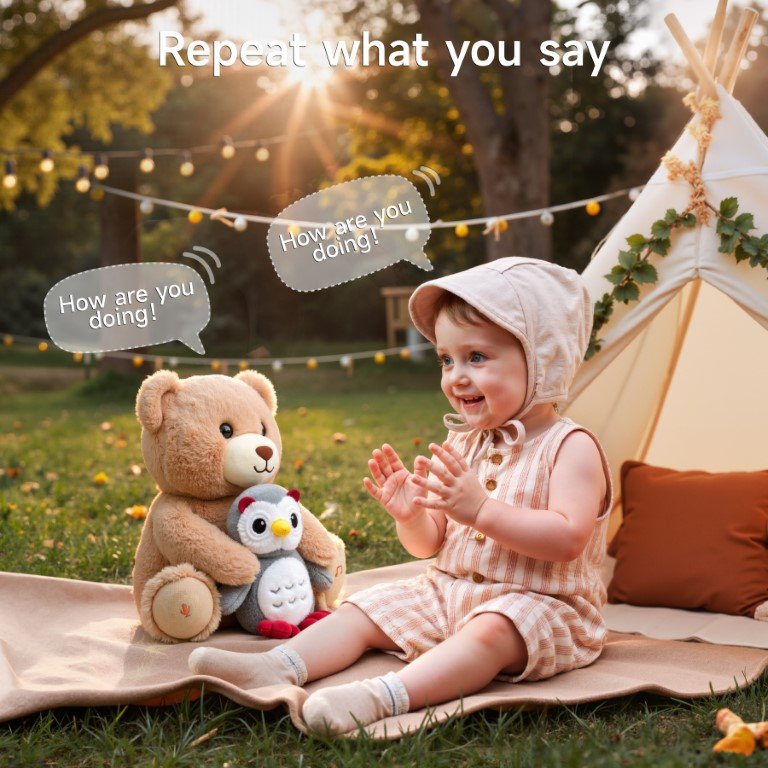 Teddy Bear with Owl - Interactive Singing Plush Toy - Image 3