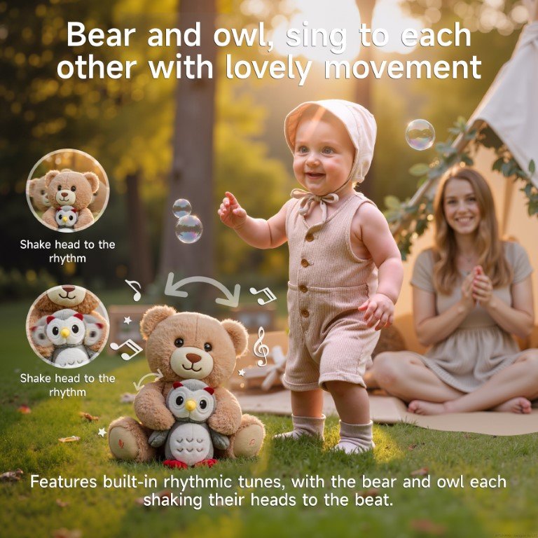 Teddy Bear with Owl - Interactive Singing Plush Toy - Image 4