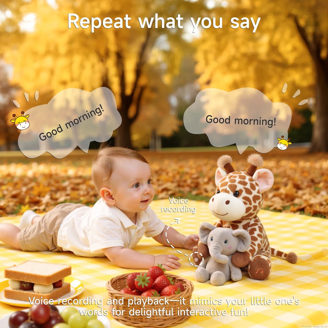 Cute Giraffe with Elephant - Interactive Singing Plush - Image 5